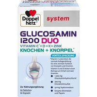 DOPPELHERZ Glucosamin 1200 Duo, hydrolyzed collagen, zinc, copper, manganese UK