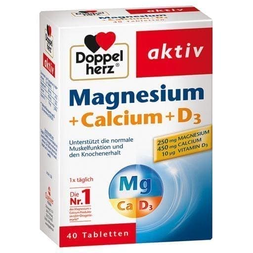 DOPPELHERZ Magnesium + Calcium + D3 tablets 40 pc UK