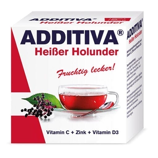 Elderberry powder, vitamin C, zinc, vitamin D3, ADDITIVA hot elderberry powder UK