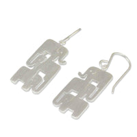 Elephant Stack Handmade Brushed 925 Sterling Silver Animal Theme Contemporary Womens Dangle Earrings (Thailand) UK