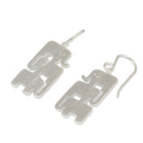 Elephant Stack Handmade Brushed 925 Sterling Silver Animal Theme Contemporary Womens Dangle Earrings (Thailand) UK