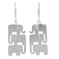 Elephant Stack Handmade Brushed 925 Sterling Silver Animal Theme Contemporary Womens Dangle Earrings (Thailand) UK