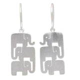 Elephant Stack Handmade Brushed 925 Sterling Silver Animal Theme Contemporary Womens Dangle Earrings (Thailand) UK