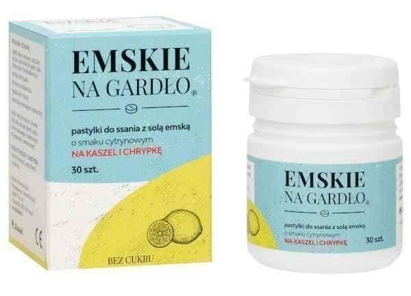 EMSKIE Throat tablets x 30 lozenges, lemon flavor UK