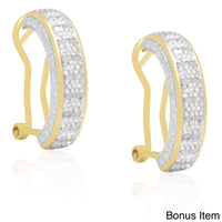 Finesque 1ct TDW Diamond Bangle with Bonus Hoop Earrings - Rose UK