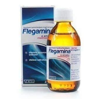 Flegamina baby 4mg / 5ml syrup raspberry flavor 200ml expectoration of thick bronchial secretions UK