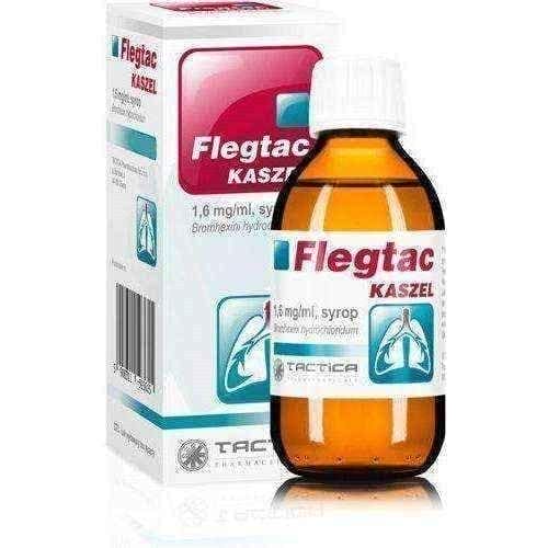 Flegtac Cough syrup 125ml, cough suppressant, Bromohexine hydrochloride UK