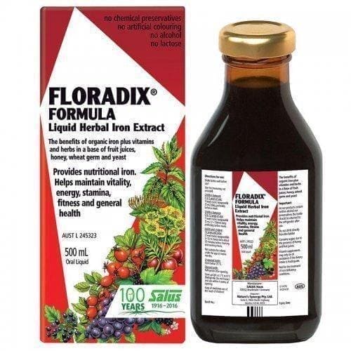 FLORADIX HERBAL BLOOD - Herbal-fruit elixir with iron 500 ml. UK
