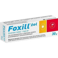 Foxill gel, dimethindene maleate, skin burn, sunburn, insect bites, urticaria UK