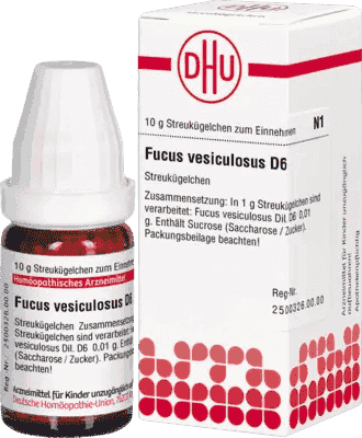 FUCUS VESICULOSUS D 6 globules, thyroid disorders, antidiabetic effects UK