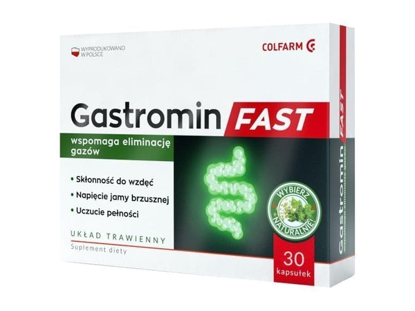 Gastromin Fast x 30 capsules, flatulence treatment UK