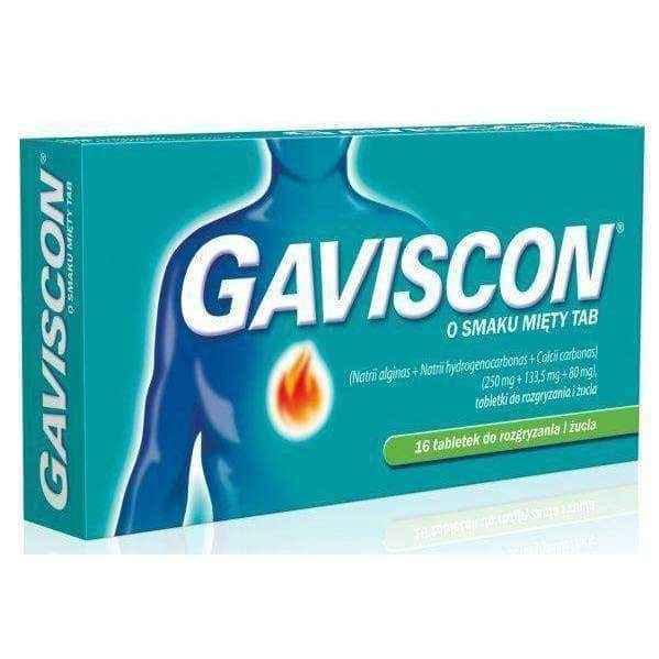 GAVISCON x 16 tablets of mint flavor, heartburn symptoms, safe for pregnant women and nursing mothers UK