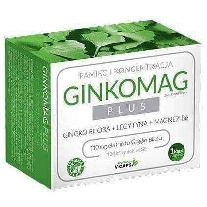 Ginkomag Plus x 120 capsules, ginkgo biloba leaf extract, Magnesium UK