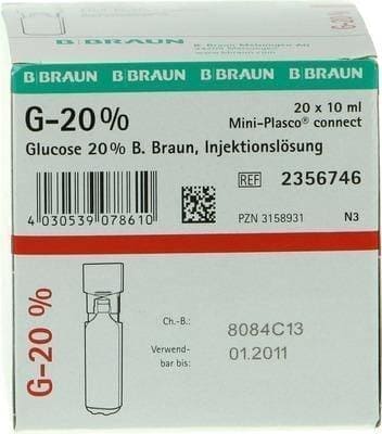 GLUCOSE 20% B.Braun Mini Solution for injection 20X10 ml UK