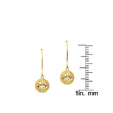 Gold ball dangle earrings - 14k Yellow Gold 8 x 25mm Hammered Ball Dangle Earrings UK