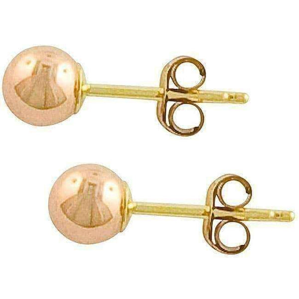 Gold ball earrings - 14k Rose Gold 4mm Polished Ball Earrings UK