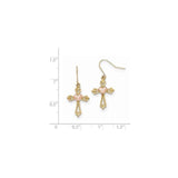 Gold dangle earrings - 10 Karat Two-tone Diamond Cut Textured Heart Cross Dangle Earrings UK