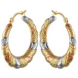 Gold hoop earrings - 14k Tricolor Gold Round Hoop Earrings UK