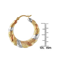 Gold hoop earrings - 14k Tricolor Gold Round Hoop Earrings UK