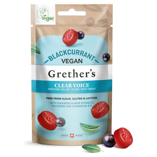 GRETHERS vegan Clear Voice blackcurrant pastilles UK