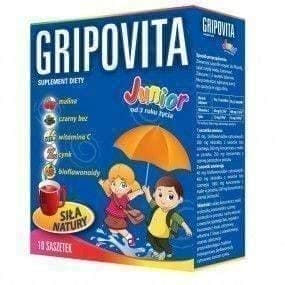 Gripovita Junior, ZDROVIT x 10 sachets colds and flu 3+ UK