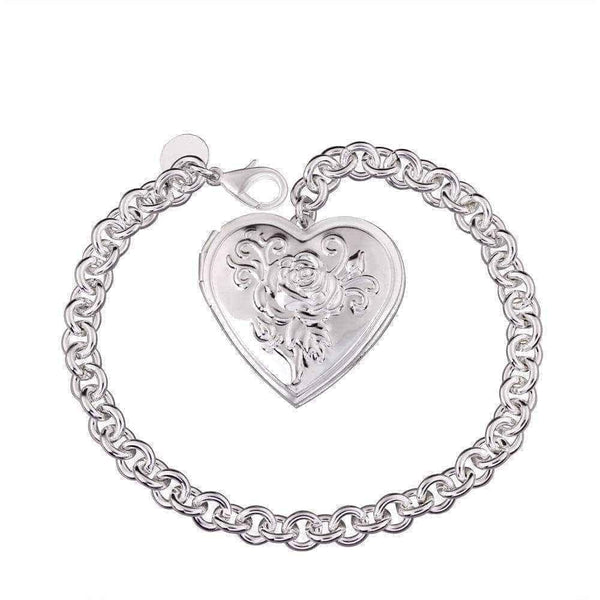Hakbaho Jewelry Sterling Silver Ingrain Heart Emblem Bracelet UK