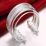 Hakbaho Jewelry Sterling Silver Multi Thin Lined Open Bangle UK