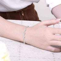 Hakbaho Jewelry Sterling Silver Trio Heart Pendant Chain Bracelet UK