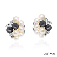 Handmade Cluster Pearl Cubic Zirconia .925 Silver Saddleback Earrings (Thailand) UK