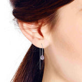 Handmade Cubic Zirconia Teardrop Thread Slide .925 Silver Earrings (Thailand) UK