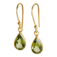 Handmade Gold Overlay Sterling Silver Peridot Dangle Earrings (India) UK