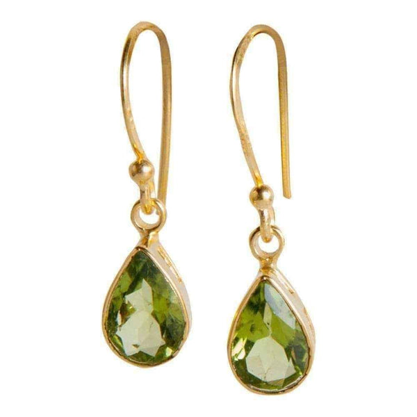 Handmade Gold Overlay Sterling Silver Peridot Dangle Earrings (India) UK