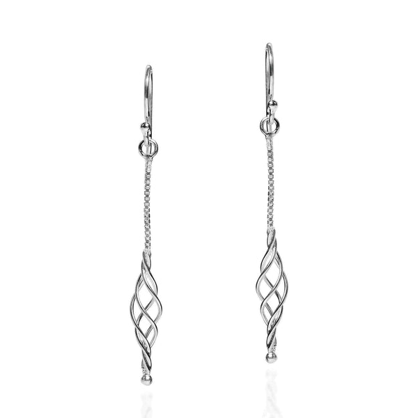 Handmade Infinite Twist Belle Drop .925 Sterling Silver Dangle Earrings (Thailand) UK