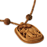 Handmade Kadam Wood 'Elephant Realm' Necklace (India) UK