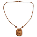 Handmade Kadam Wood 'Elephant Realm' Necklace (India) UK