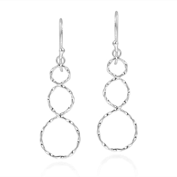 Handmade Lovely Textured Infinity Twist .925 Silver Dangle Earrings (Thailand) UK