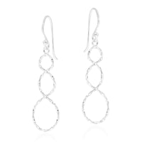 Handmade Lovely Textured Infinity Twist .925 Silver Dangle Earrings (Thailand) UK