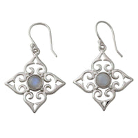 Handmade Sterling Silver 'Four Seasons' Rainbow Moonstone Earrings (India) UK