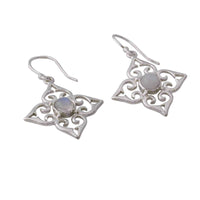 Handmade Sterling Silver 'Four Seasons' Rainbow Moonstone Earrings (India) UK