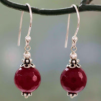 Handmade Sterling Silver 'Glorious Red' Agate Earrings (India) UK