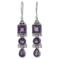 Handmade Sterling Silver 'Lavender Glamour' Amethyst Earrings (India) UK