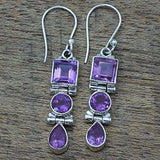 Handmade Sterling Silver 'Lavender Glamour' Amethyst Earrings (India) UK