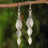 Handmade Sterling Silver Leaf Chimes Dangling Leaf Style Earrings UK