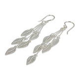 Handmade Sterling Silver Leaf Chimes Dangling Leaf Style Earrings UK