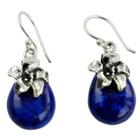 Handmade Sterling Silver 'Lovely Lily' Lapis Lazuli Earrings (India) UK