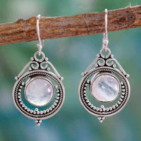 Handmade Sterling Silver 'Mumbai Moons' Moonstone Earrings (India) UK