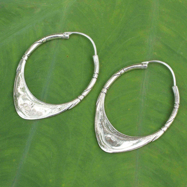 Handmade Sterling Silver Silver Boomerang Hoop Earrings (Thailand) UK