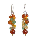 Handmade Sterling Silver 'Vineyard' Multi-gemstone Earrings (4 mm) (Thailand) UK