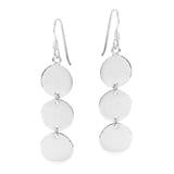 Handmade Triple Round Shiny Disc Drop .925 Silver Dangle Earrings (Thailand) UK