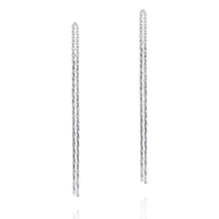Handmade Twisted Stick Ear Thread Slide Through 925 Silver Earrings (Thailand) UK